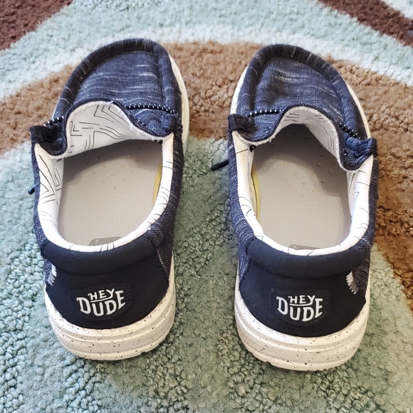 Hey Dude Wally Youth Stretch black/grey/white boys size 13 - Excellent used cond - Picture 3 of 9